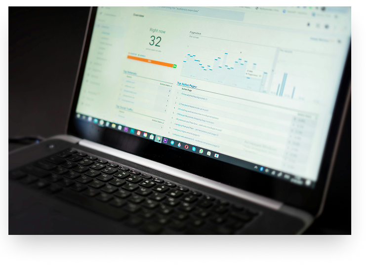 Research analytics dashboard on a laptop